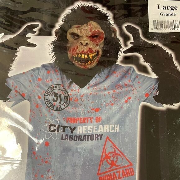 Boys Zombie Chimpan Zombie Costume Large 12 14 - Picture 3 of 5